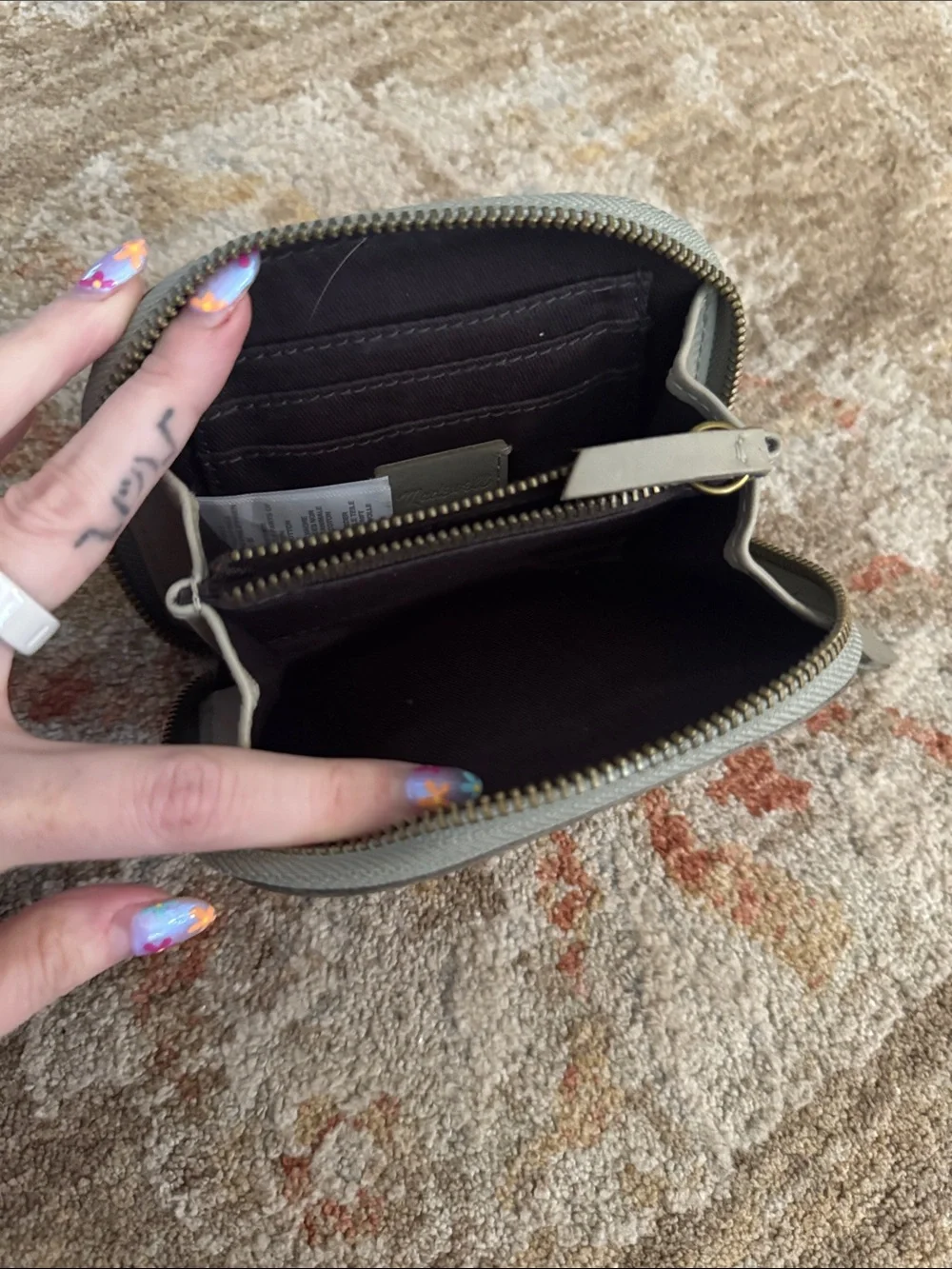 Madewell Green/Grey Zip Wallet - Women Accessories